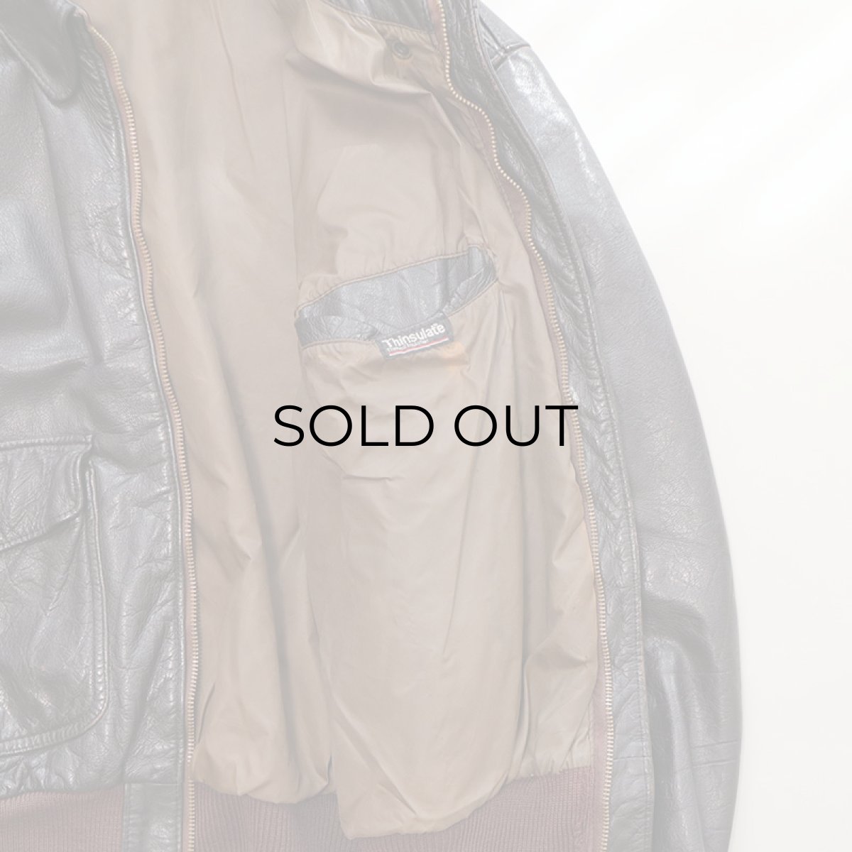 画像5: 80's UNKNOWN BRAND LEATHER A-2 style ZIP JACKET (5)