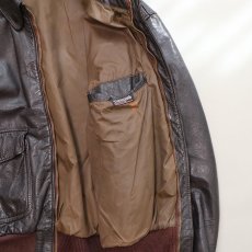 画像5: 80's UNKNOWN BRAND LEATHER A-2 style ZIP JACKET (5)