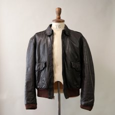 画像15: 80's UNKNOWN BRAND LEATHER A-2 style ZIP JACKET (15)