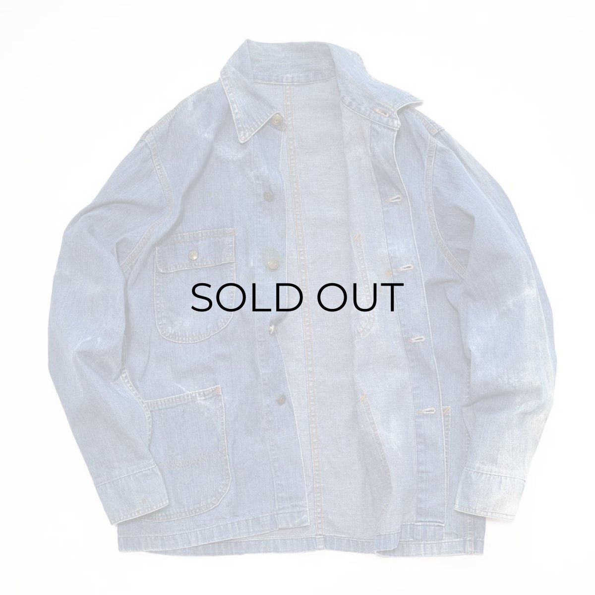 画像2: 〜80's UNKNOWN BRAND COTTON DENIM CHORE JACKET (2)