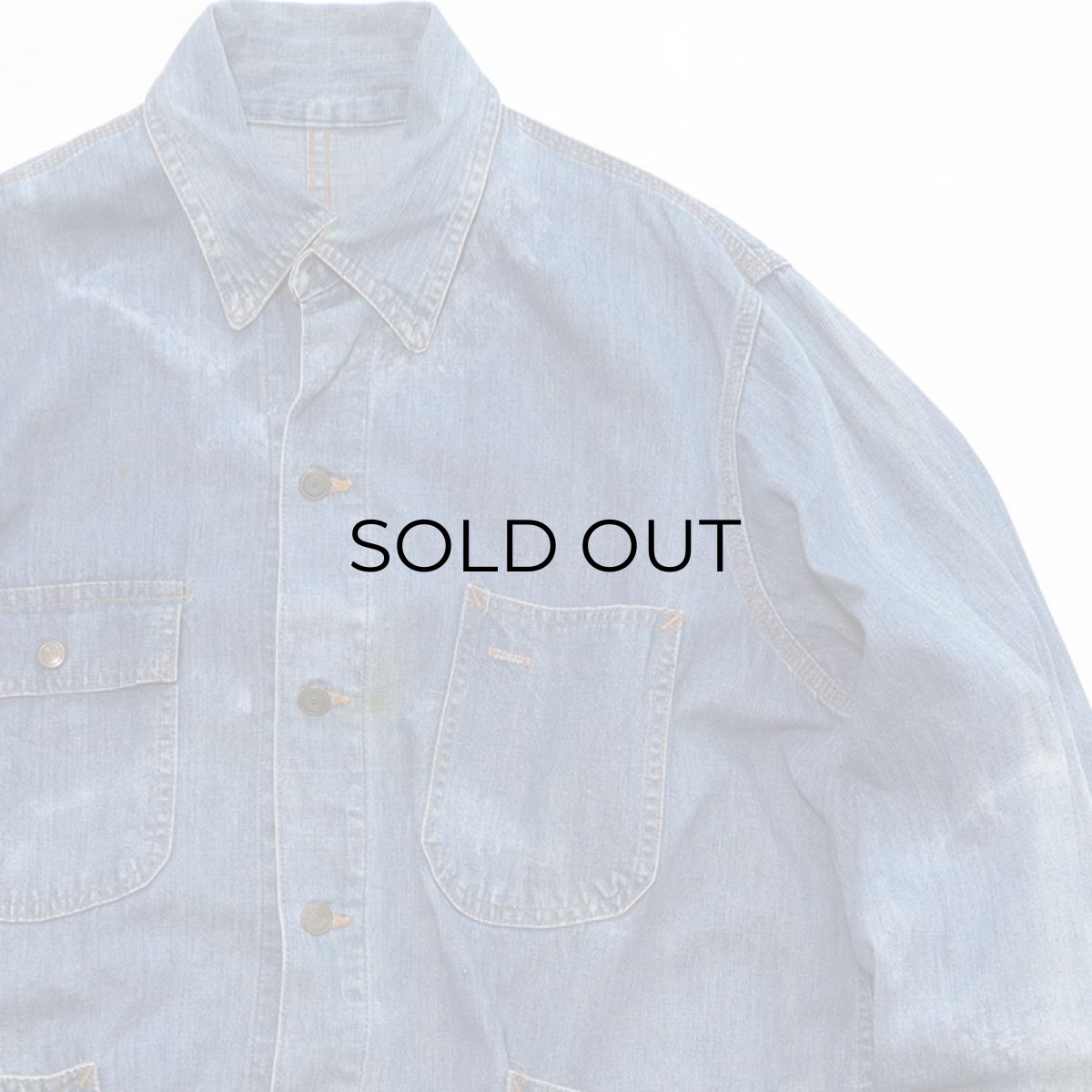 画像4: 〜80's UNKNOWN BRAND COTTON DENIM CHORE JACKET (4)