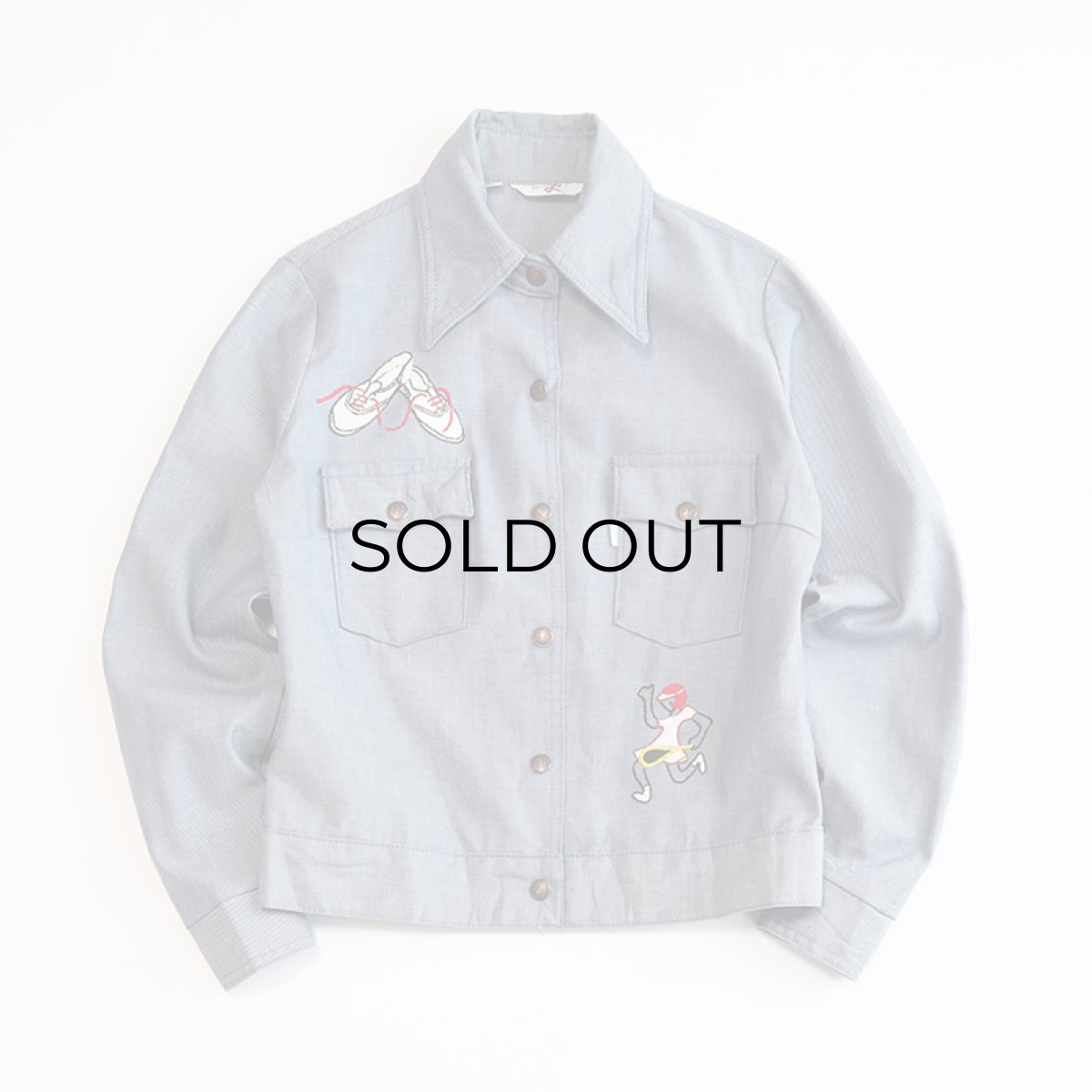画像1: 70's LEVI'S FADE BLUE DENIM EMBROIDERED SNAP JACKET (1)