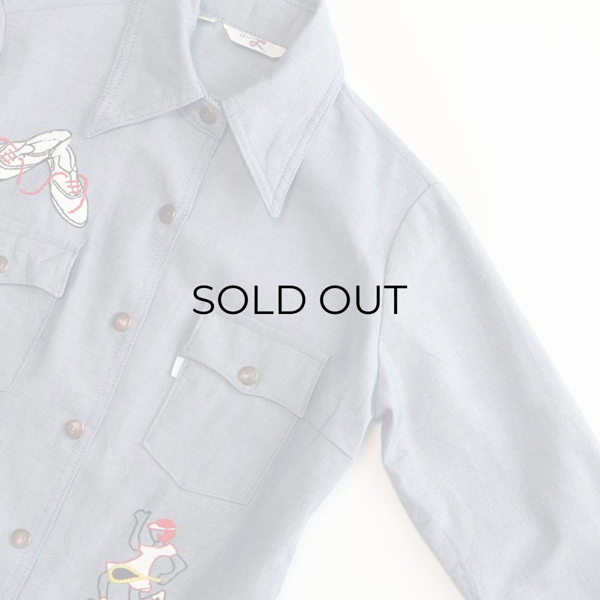 画像5: 70's LEVI'S FADE BLUE DENIM EMBROIDERED SNAP JACKET (5)