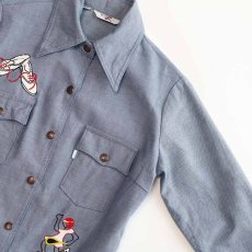 画像5: 70's LEVI'S FADE BLUE DENIM EMBROIDERED SNAP JACKET (5)