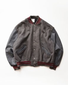 画像1: 80's DeLONG WOOL MELTON LEATHER SLEEVE VARSITY JACKET "MADE IN USA" (1)