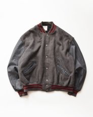 画像1: 80's DeLONG WOOL MELTON LEATHER SLEEVE VARSITY JACKET "MADE IN USA" (1)