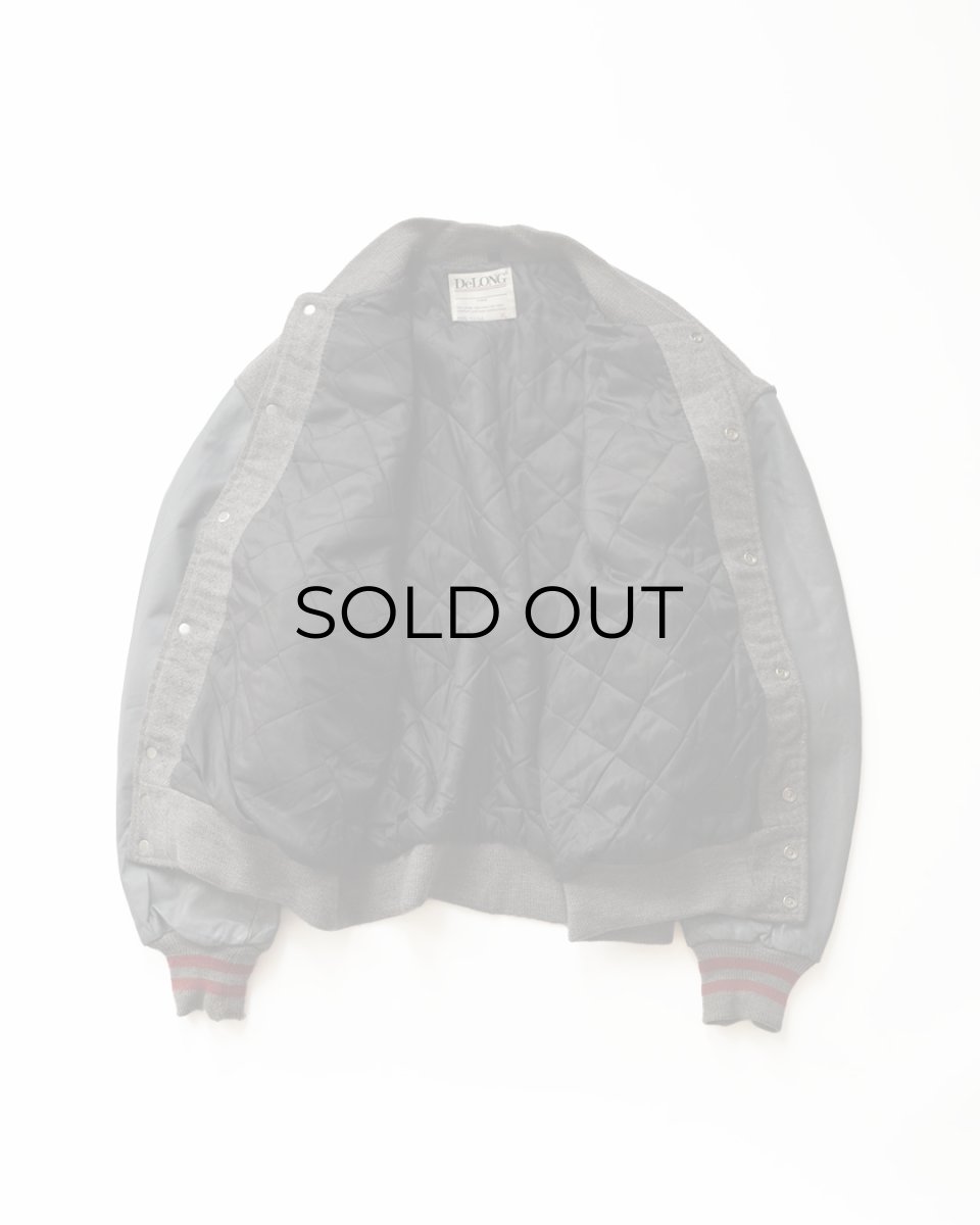 画像2: 80's DeLONG WOOL MELTON LEATHER SLEEVE VARSITY JACKET "MADE IN USA" (2)