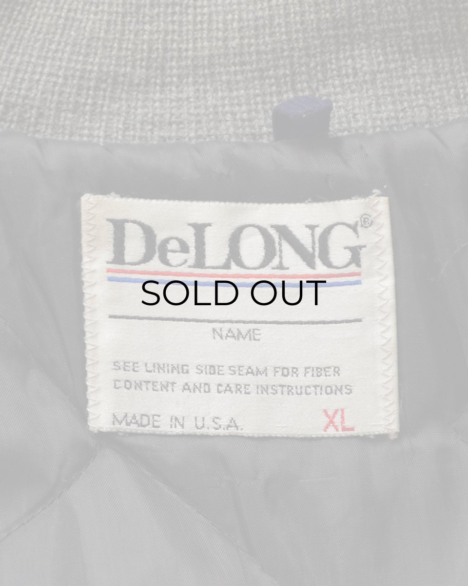 画像8: 80's DeLONG WOOL MELTON LEATHER SLEEVE VARSITY JACKET "MADE IN USA" (8)