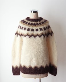 画像7: OLD UNKNOWN BRAND WOOL HAND KNIT ICELANDIC SWEATER (7)