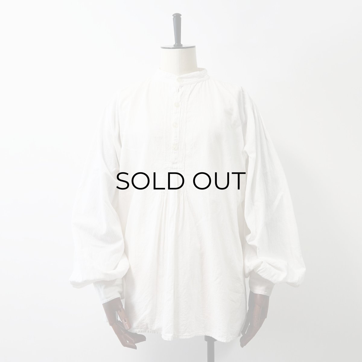 画像12: Vagabond Imports COTTON PULLOVER BAND COLLAR BALLOON SLEEVE SHIRT (12)