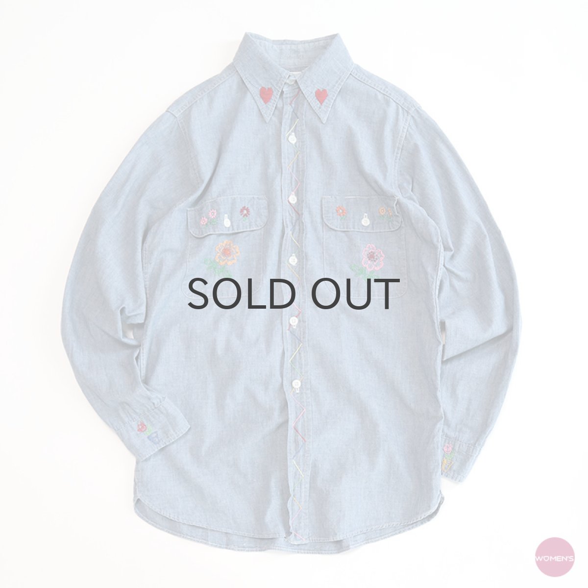 画像1: 70's BIG MAC COTTON CHAMBRAY EMBROIDERED WORK SHIRT (1)