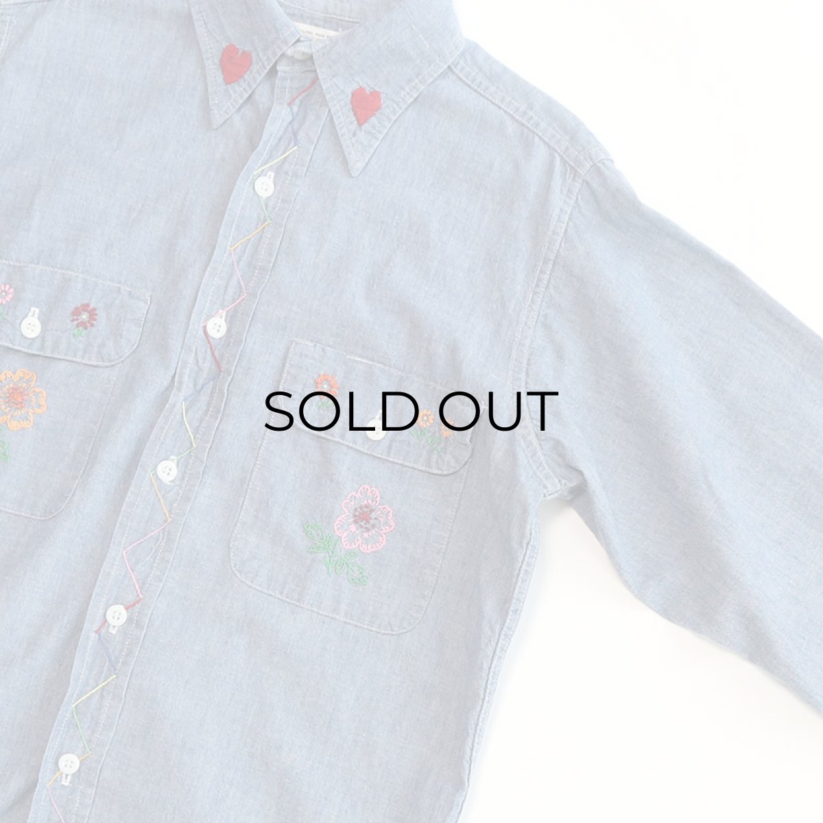 画像4: 70's BIG MAC COTTON CHAMBRAY EMBROIDERED WORK SHIRT (4)