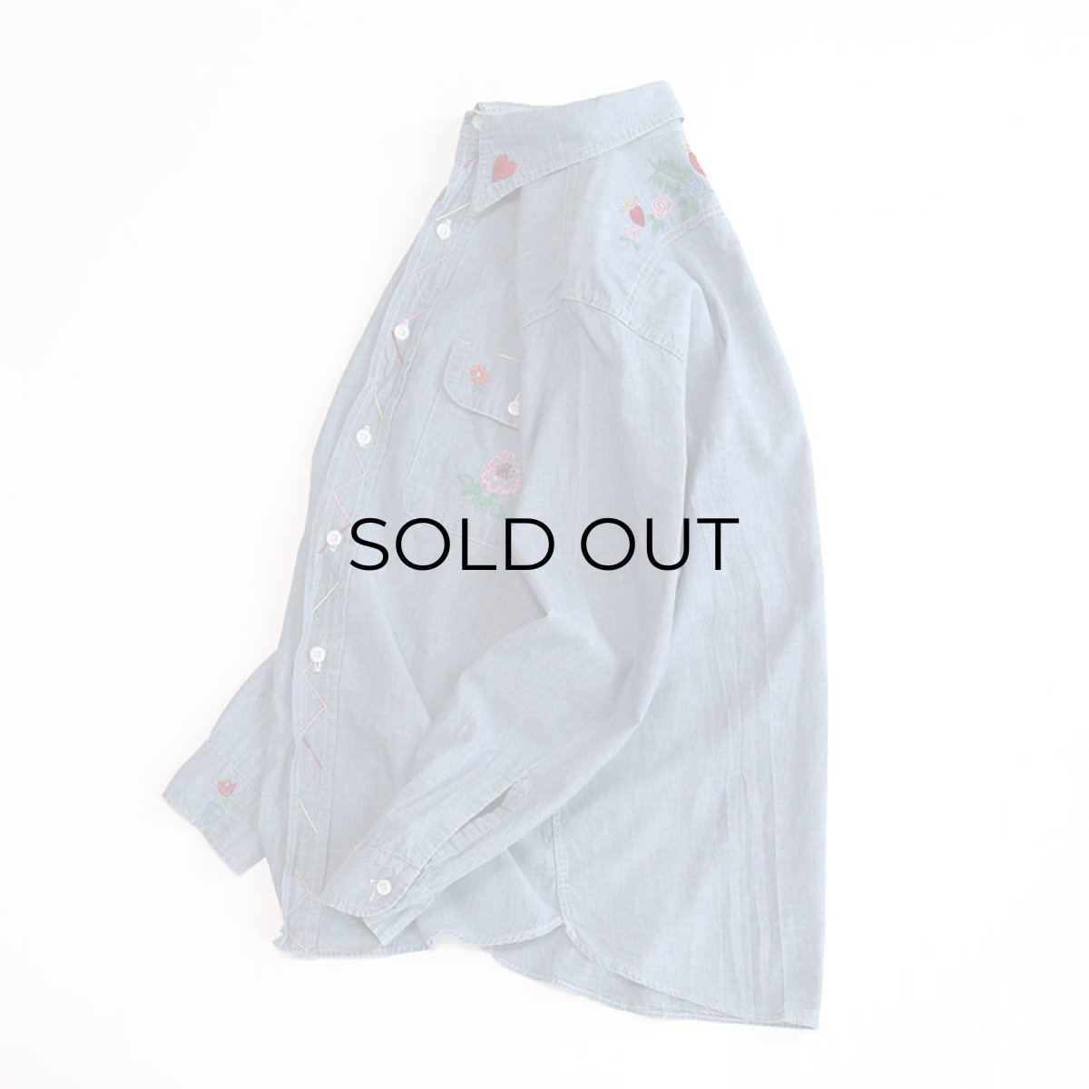 画像2: 70's BIG MAC COTTON CHAMBRAY EMBROIDERED WORK SHIRT (2)