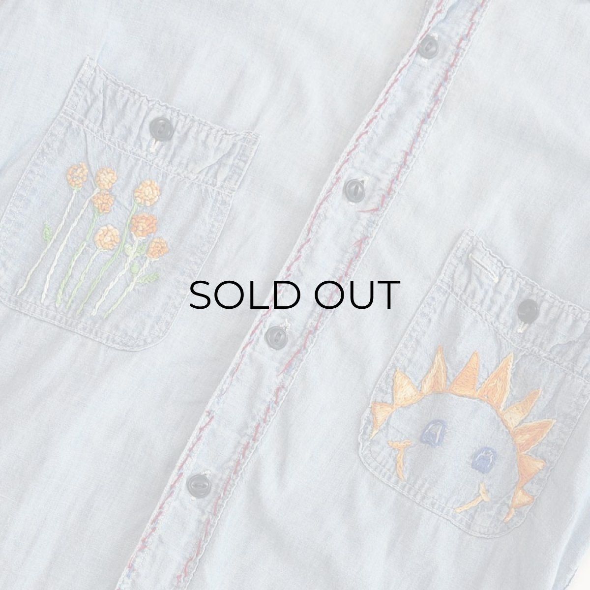 画像6: 〜70's Sears COTTON CHAMBRAY EMBROIDERED WORK SHIRT (6)