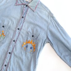 画像4: 〜70's Sears COTTON CHAMBRAY EMBROIDERED WORK SHIRT (4)