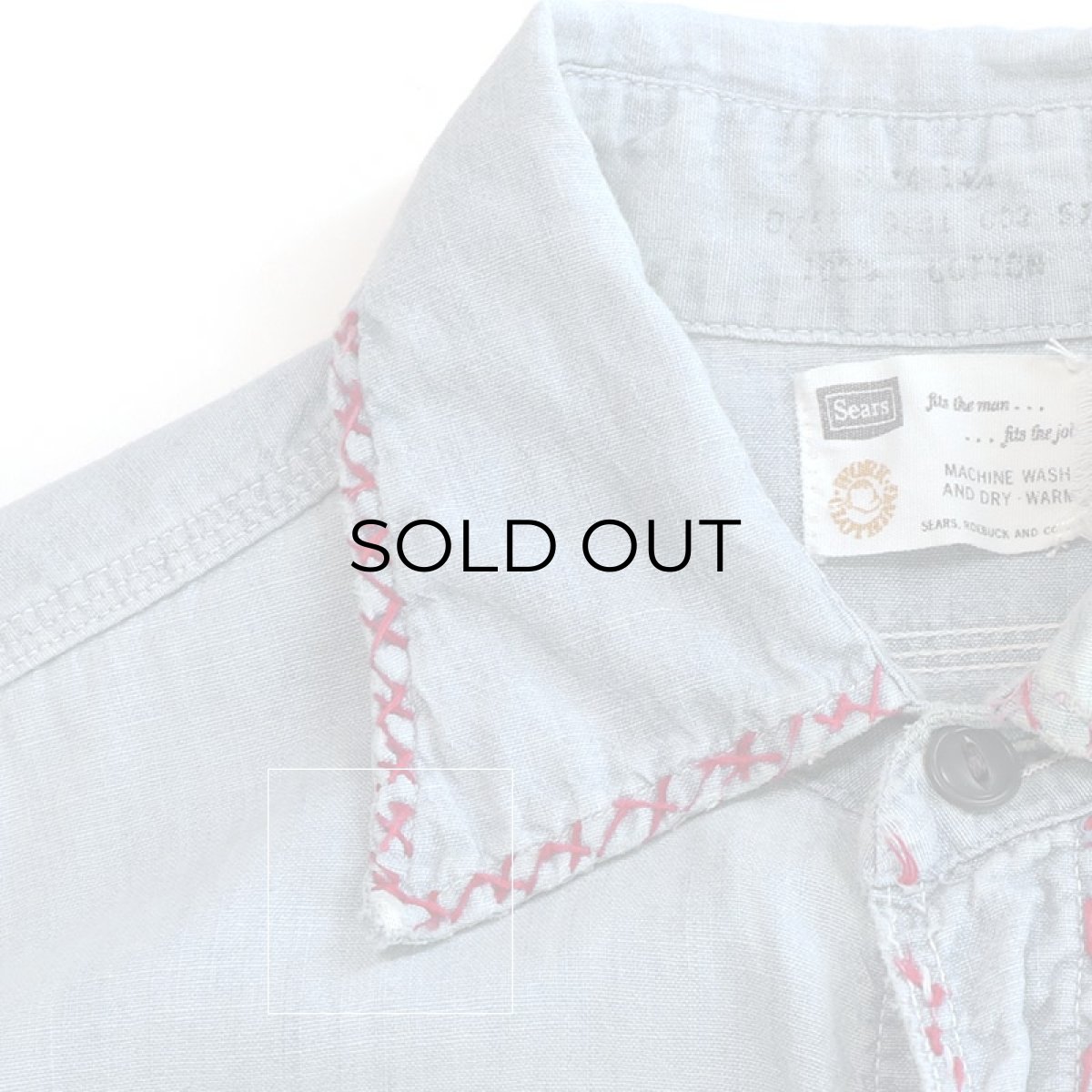 画像12: 〜70's Sears COTTON CHAMBRAY EMBROIDERED WORK SHIRT (12)