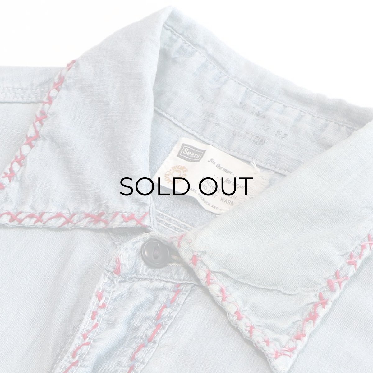 画像7: 〜70's Sears COTTON CHAMBRAY EMBROIDERED WORK SHIRT (7)