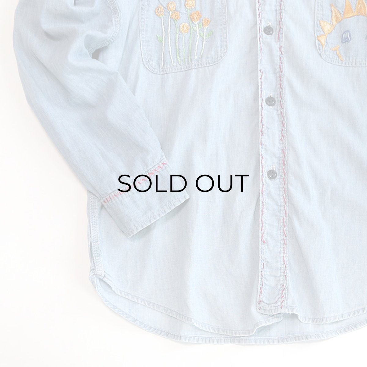 画像5: 〜70's Sears COTTON CHAMBRAY EMBROIDERED WORK SHIRT (5)