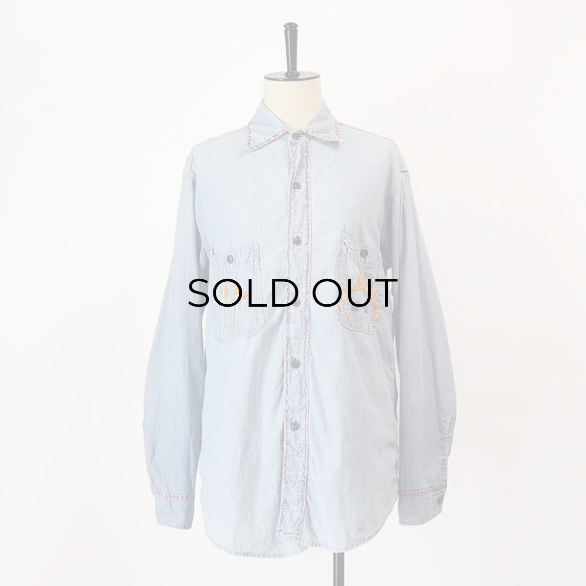 画像13: 〜70's Sears COTTON CHAMBRAY EMBROIDERED WORK SHIRT (13)