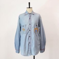 画像13: 〜70's Sears COTTON CHAMBRAY EMBROIDERED WORK SHIRT (13)