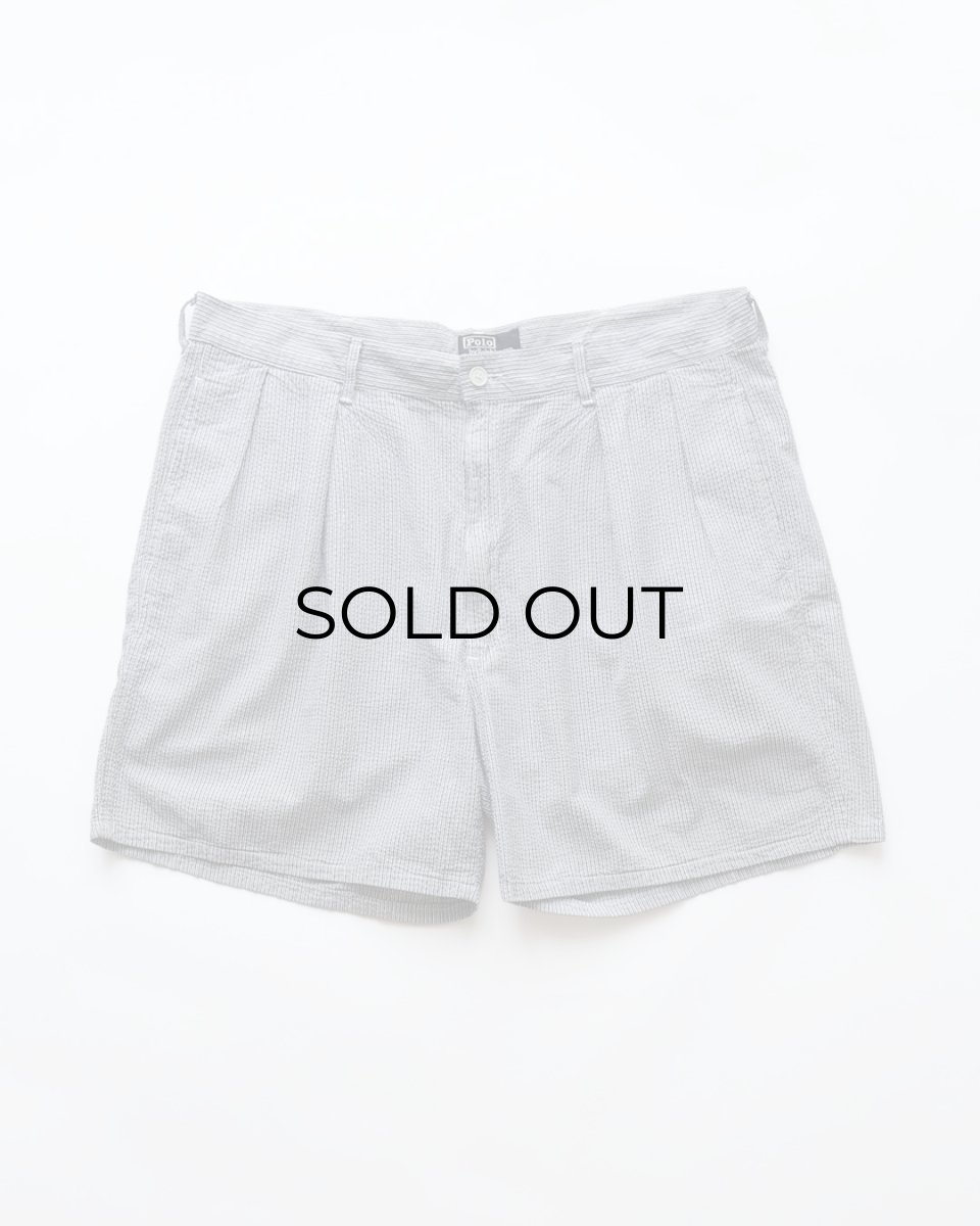 画像1: 〜90's Polo by Ralph Lauren COTTON SEERSUCKER STRIPE TUCK SHORTS "MADE IN USA" 【W37 程度】 (1)