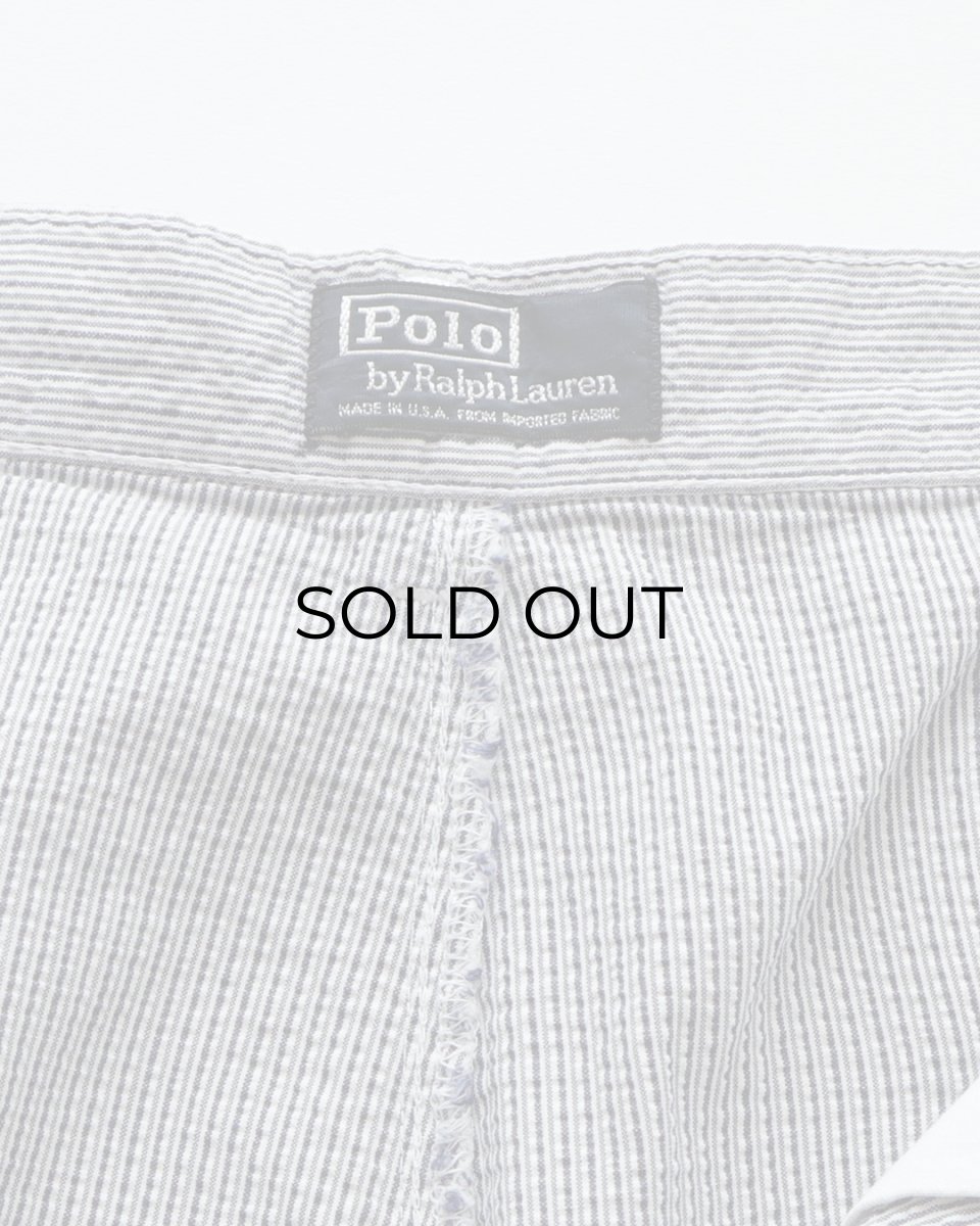 画像7: 〜90's Polo by Ralph Lauren COTTON SEERSUCKER STRIPE TUCK SHORTS "MADE IN USA" 【W37 程度】 (7)