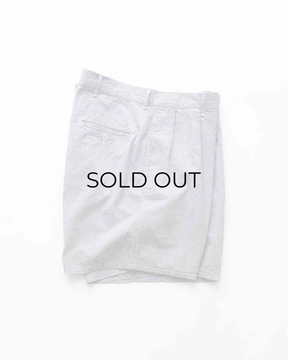 画像2: 〜90's Polo by Ralph Lauren COTTON SEERSUCKER STRIPE TUCK SHORTS "MADE IN USA" 【W37 程度】 (2)