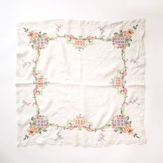 画像2: ANTIQUE LINEN HAND CROSS STITCH CLOTH (2)