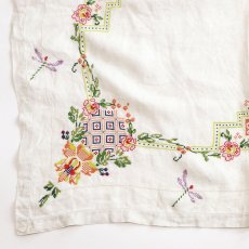 画像3: ANTIQUE LINEN HAND CROSS STITCH CLOTH (3)