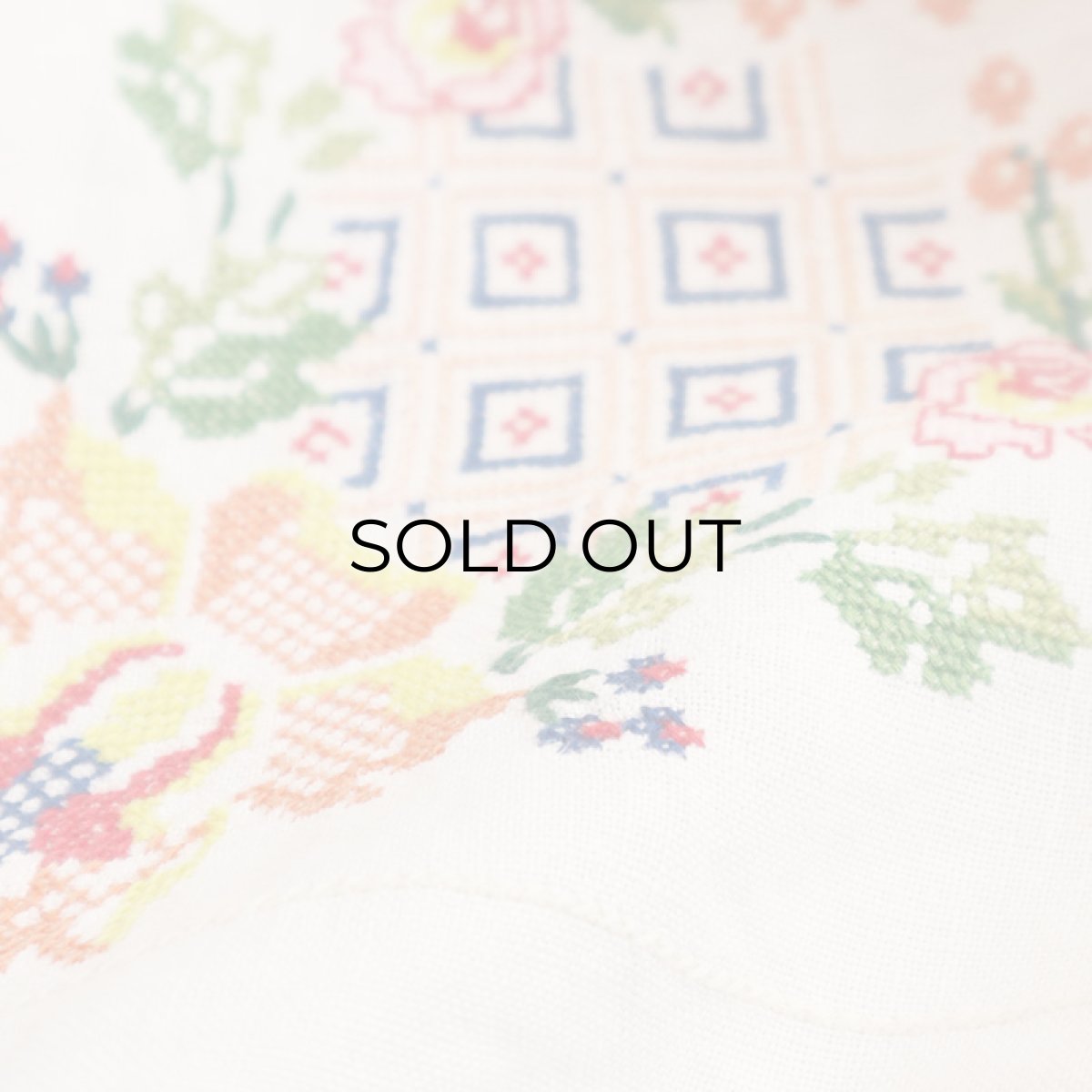 画像5: ANTIQUE LINEN HAND CROSS STITCH CLOTH (5)