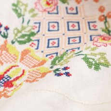 画像5: ANTIQUE LINEN HAND CROSS STITCH CLOTH (5)