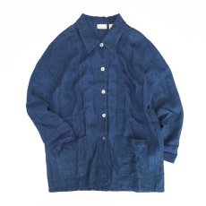 画像1: ELISABETH INDIGO LINEN OVER JACKET (1)