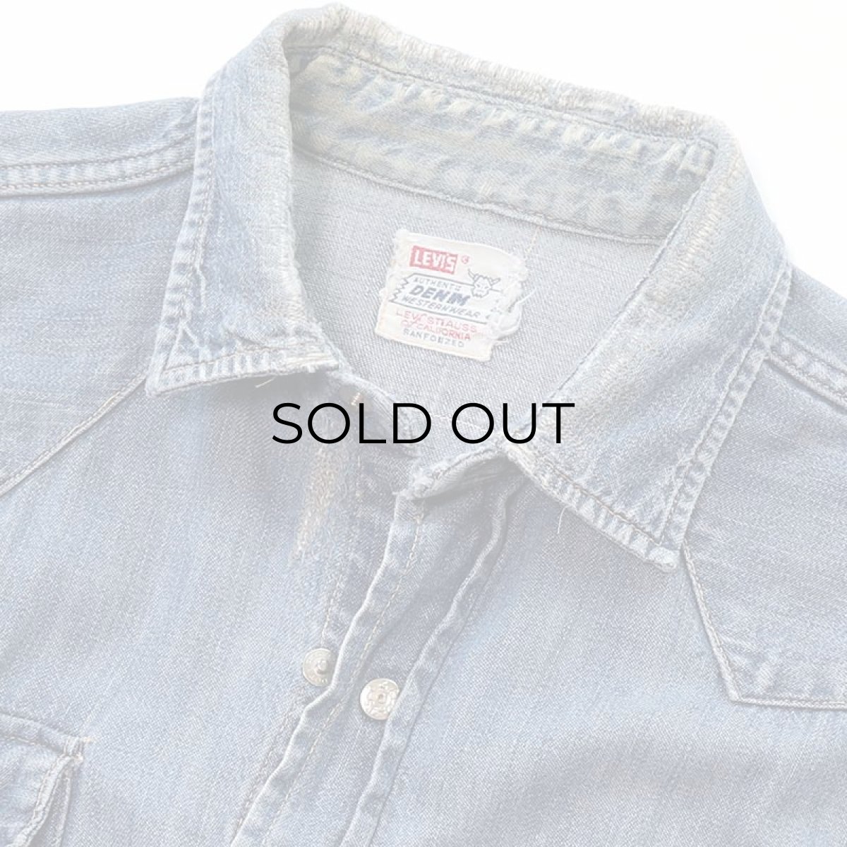 画像13: 50's LEVI'S "SHORTHORN TAG" COTTON DENIM FULL SNAP WESTERN SHIRT (13)