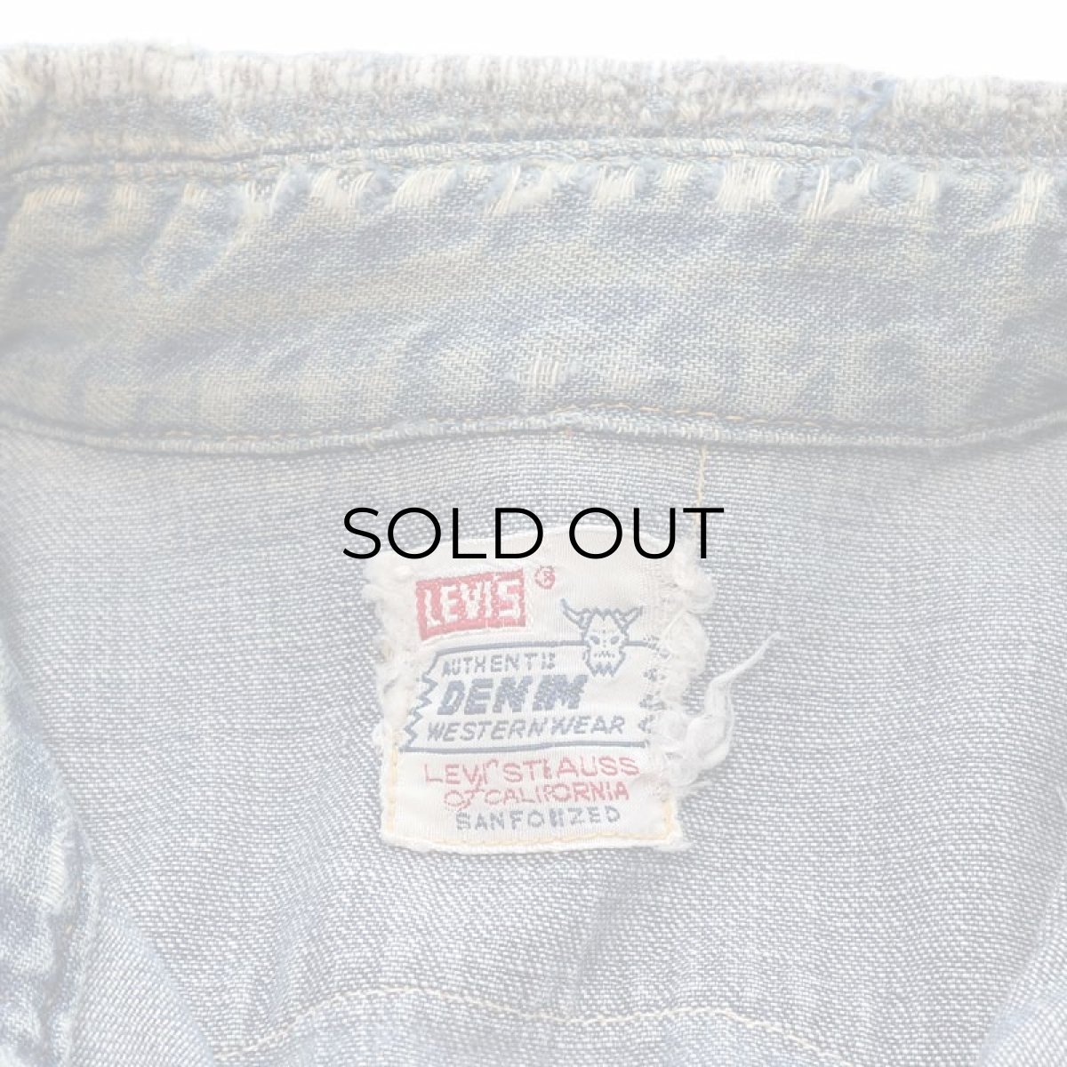 画像9: 50's LEVI'S "SHORTHORN TAG" COTTON DENIM FULL SNAP WESTERN SHIRT (9)