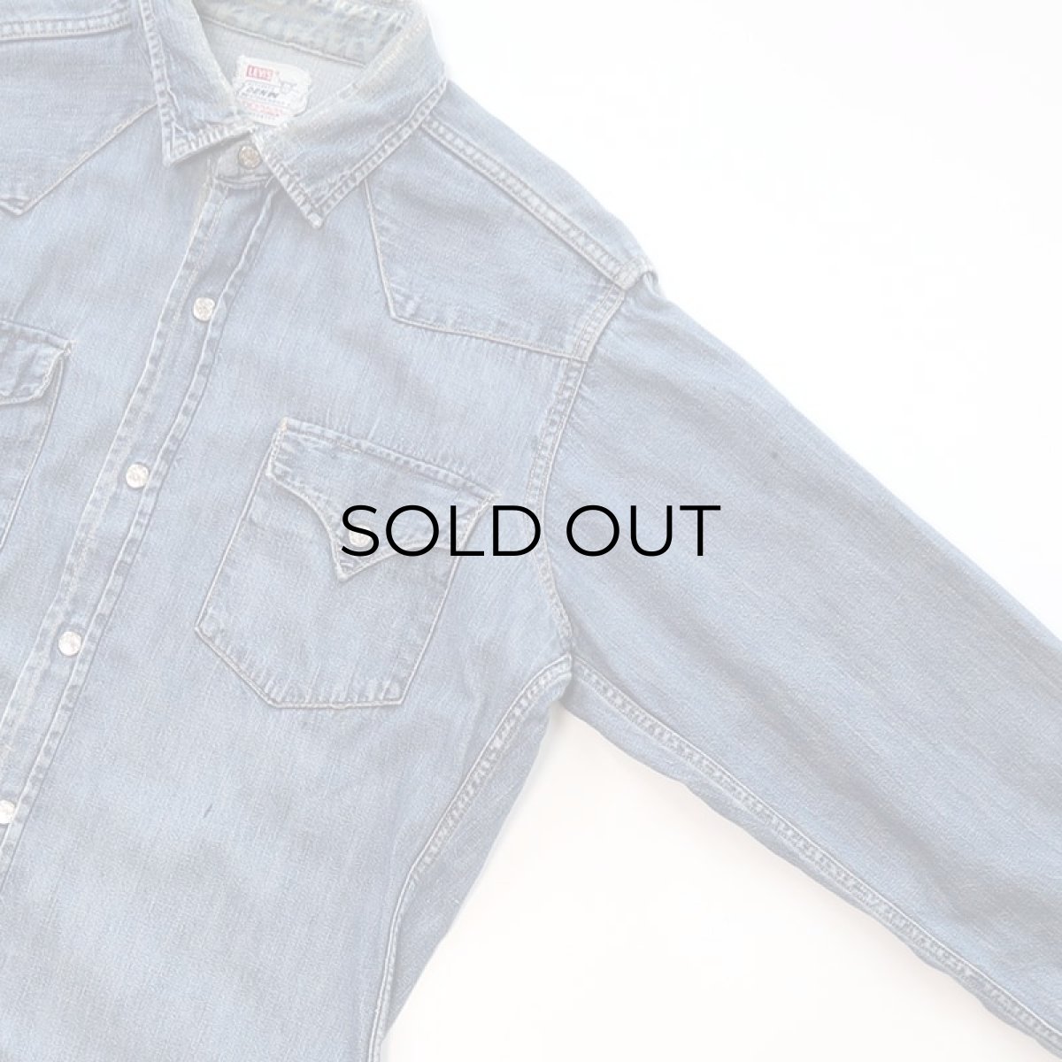 画像4: 50's LEVI'S "SHORTHORN TAG" COTTON DENIM FULL SNAP WESTERN SHIRT (4)