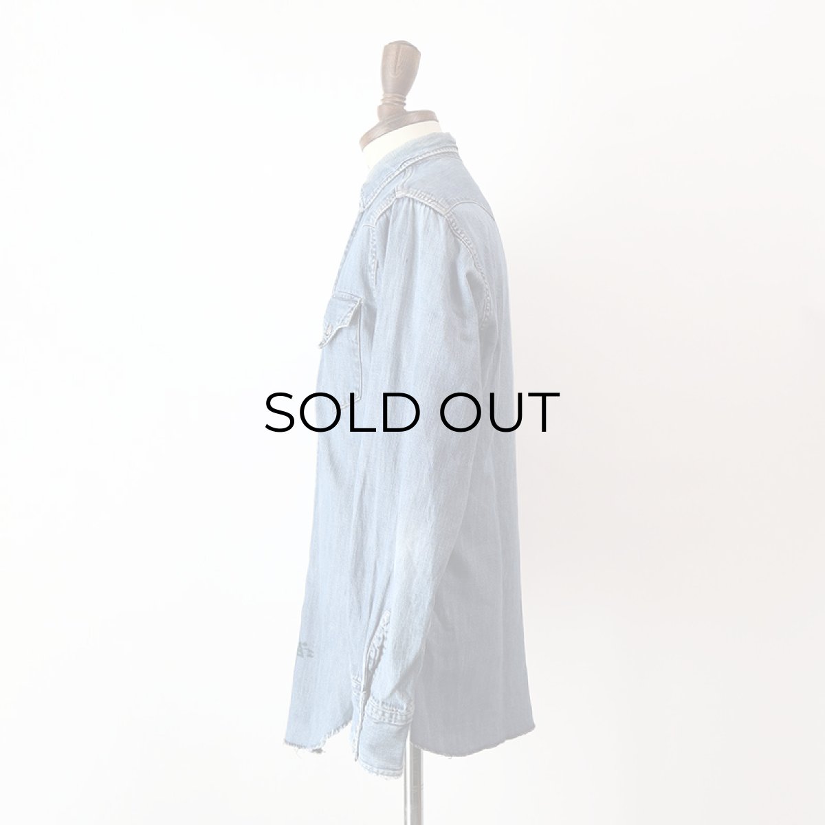 画像15: 50's LEVI'S "SHORTHORN TAG" COTTON DENIM FULL SNAP WESTERN SHIRT (15)