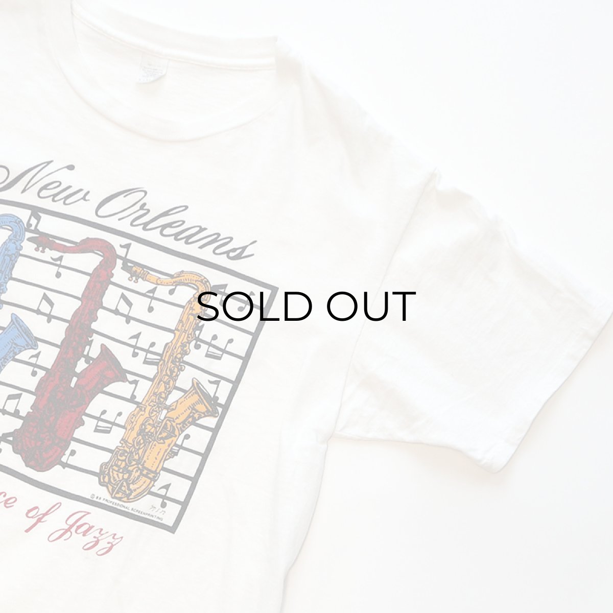 画像3: 80's UNKNOWN BRAND COTTON PRINT S/S TEE "New Orleans Birthplace of Jazz" (3)