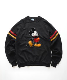 画像1: 80's Disney CHARACTER FASHIONS "MICKEY" FLOCK PRINT CREW NECK SWEAT "MADE IN USA" (1)