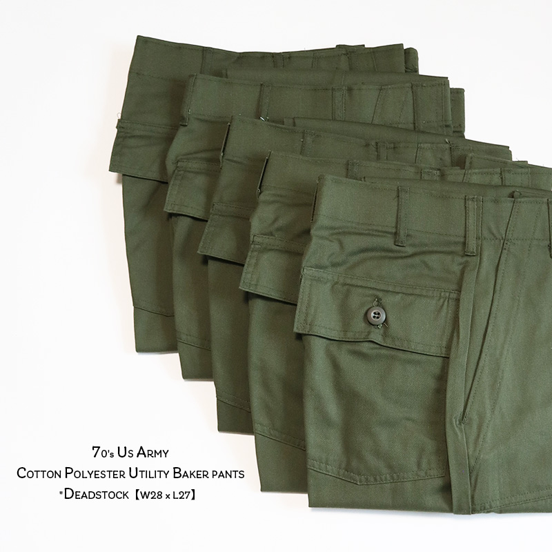 70's US ARMY COTTON POLYESTER UTILITY BAKER PANTS 