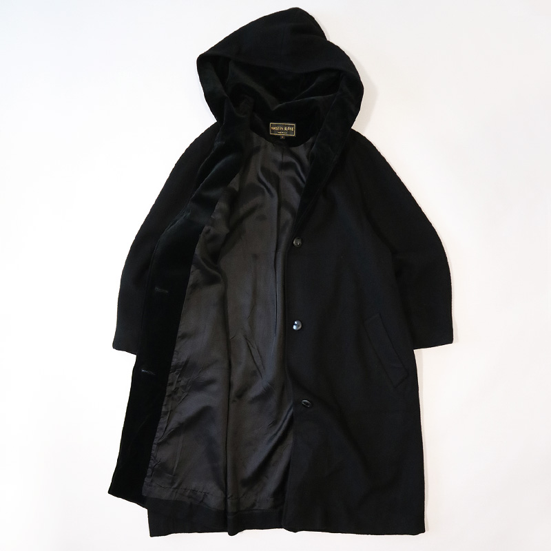 80's KRISTEN BLAKE WOOL HOODED COAT,Ladies レディース